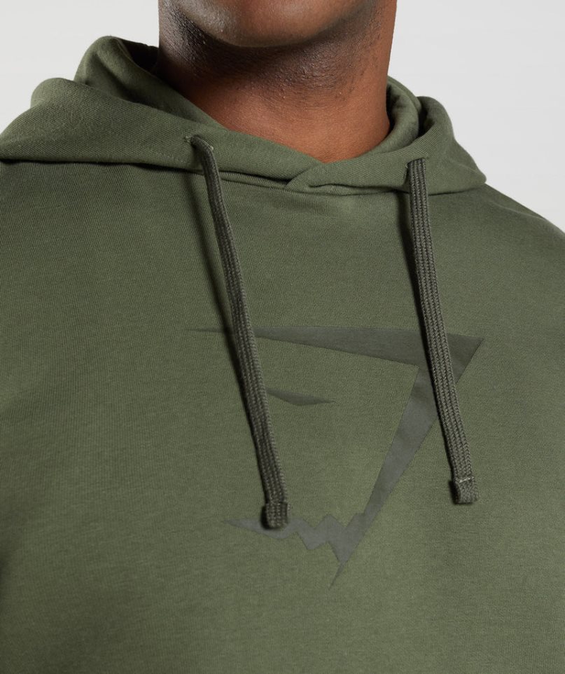 Men's Gymshark Sharkhead Infill Hoodie Olive | NZ 0RJHCW